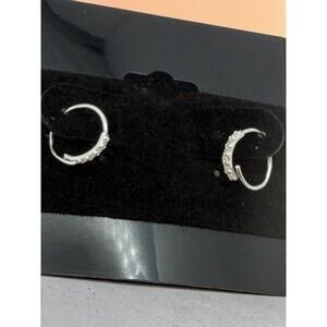 S925 Sterling Silver Metal Huggie Hoop Earrings Round Hinged Fashion Jewelry